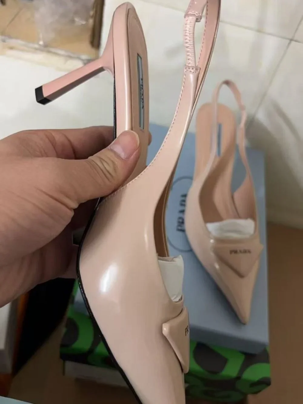 Prada Powder Pink Slingback Pumps, EU 38 - New With Box